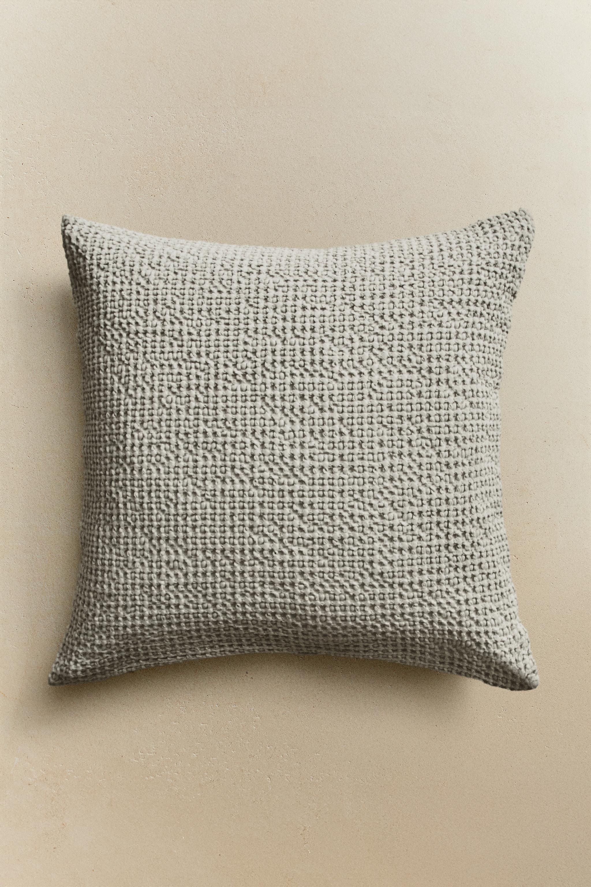 WAFFLE-KNIT THROW PILLOW COVER